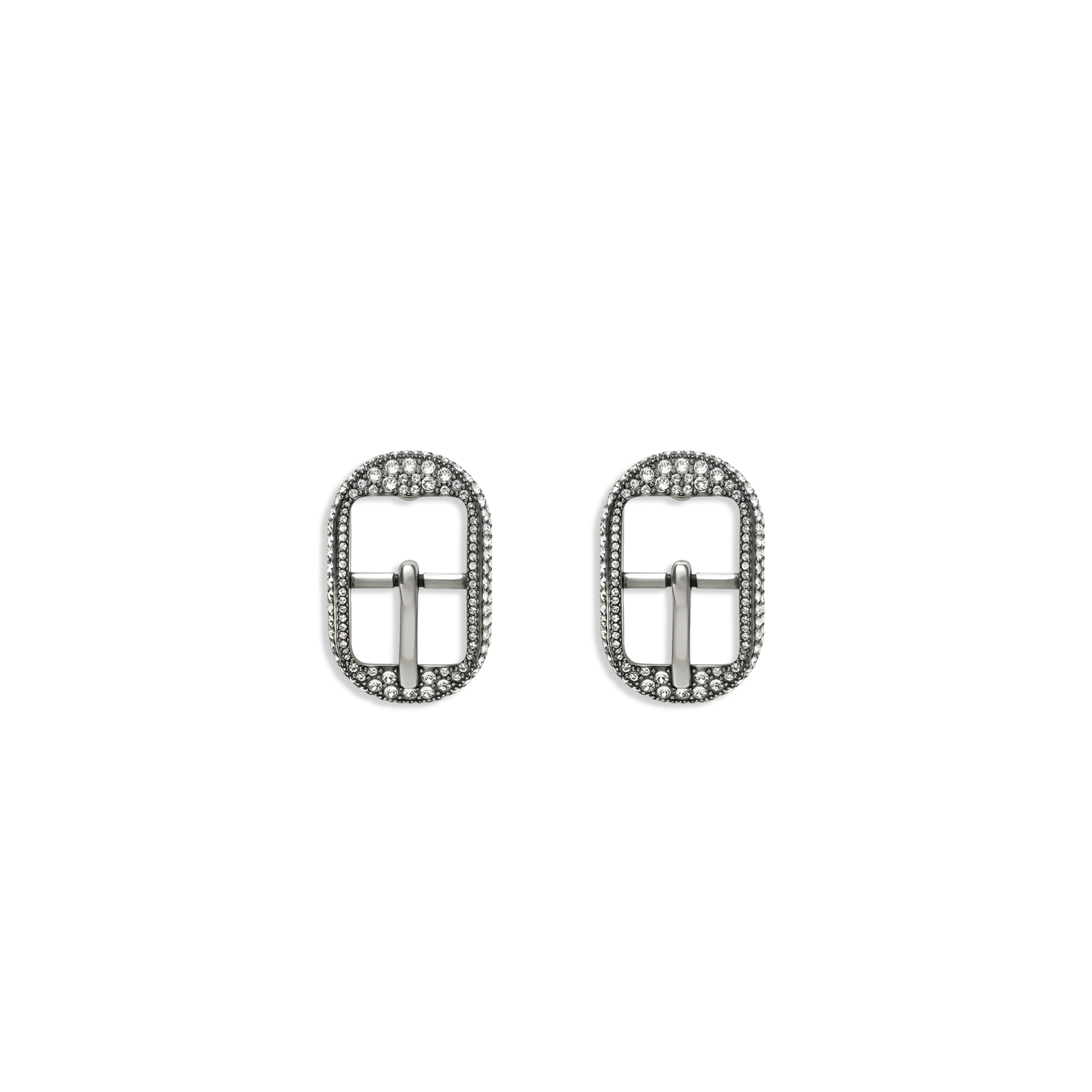 BALENCIAGA M CAGOLE BUCKLE EARRINGS IN METALLIC SILVER 742790TZ90V1407